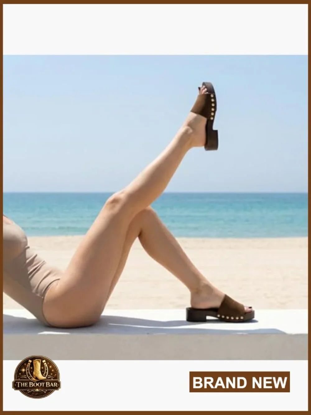 Genuine Suede Slide Sandals, Studded Low Heel Dress Sandals